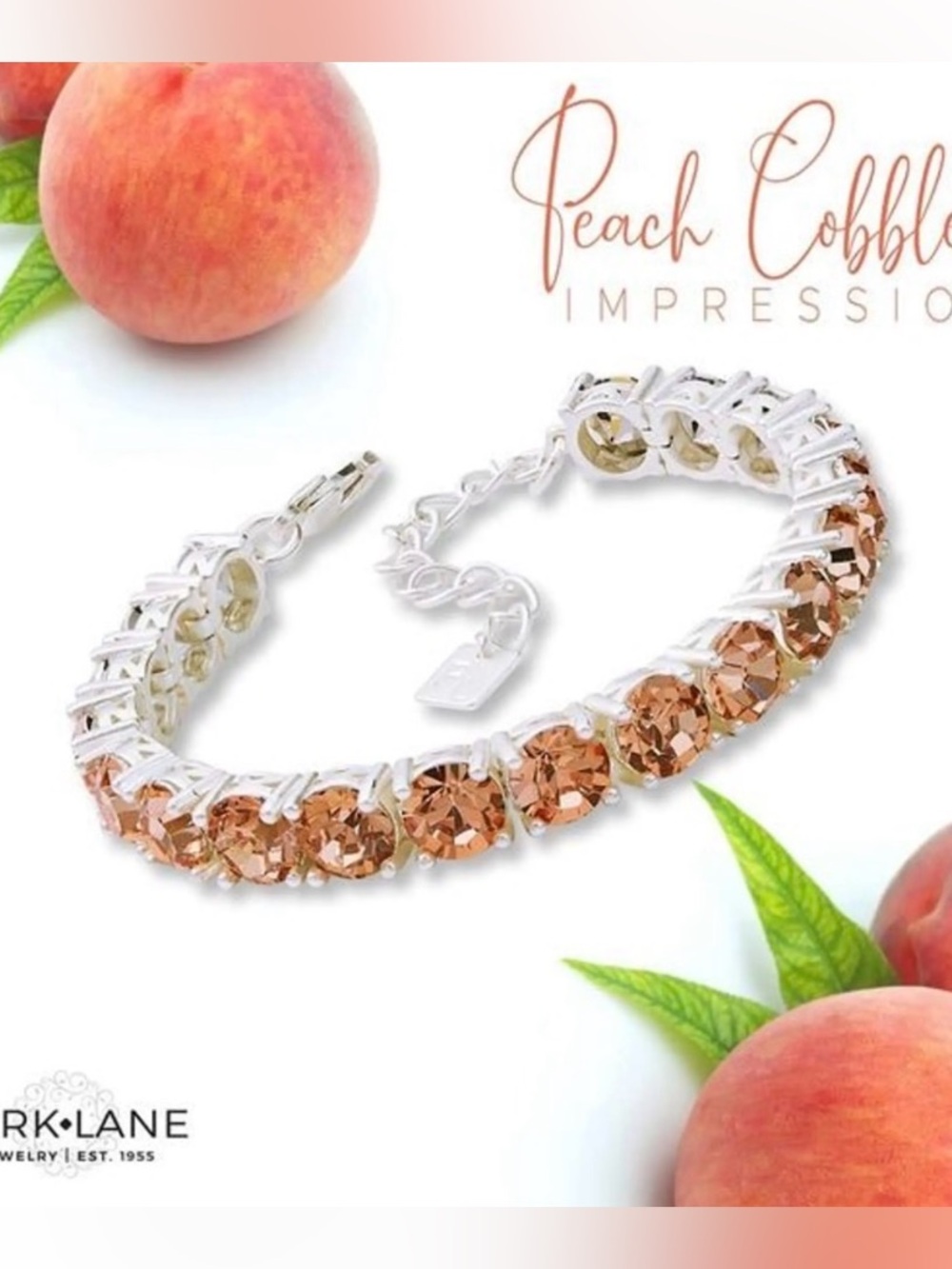 Park Lane Impressions bracelet - Peach Cobbler large crystals in Silver.